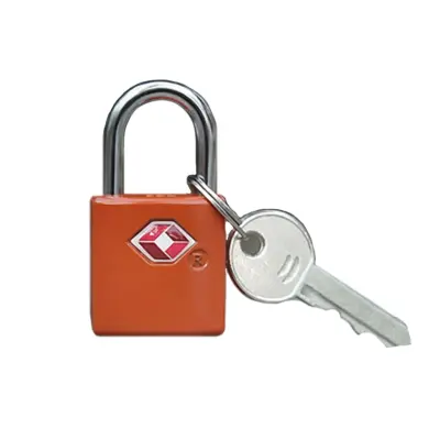 Viseča ključavnica s ključem – potovalna ključavnica iz cinkove zlitine, ki jo je odobrila TSA, za nahrbtnike, kovčke in omarice Orange