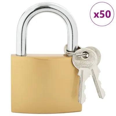 vidaXL U zaklep s ključi 50 pcs Medenina elezo