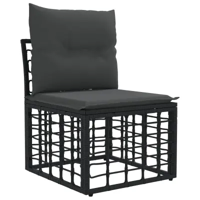 vidaXL Modularni zunanji sofa brez naslonov Črna 62 x 55 x 70 cm