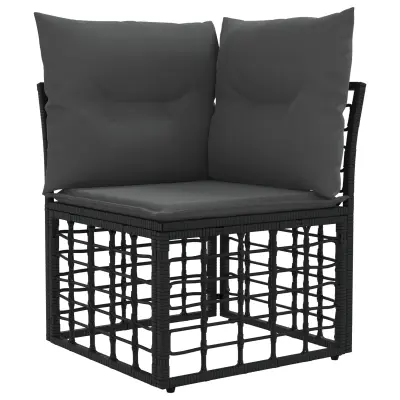 vidaXL Modularni zunaji kotiček za sedežno enoto Črna 62 x 62 x 70 cm