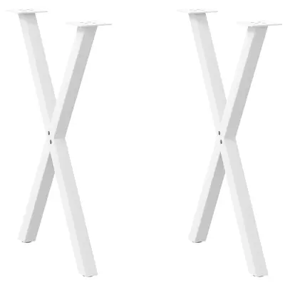 vidaXL Noge za jedilno mizo v obliki črke X, 2 kosa, bele barve, 50 x (72-73) cm, jeklo