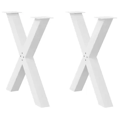 vidaXL Noge za jedilno mizo v obliki črke X, 2 kosa, bele barve, 80 x (72-73) cm, jeklo