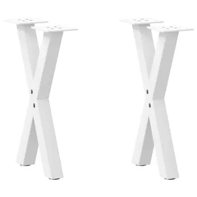 vidaXL Noge za klubsko mizico v obliki črke X, 2 kosa, bele, 28 x (42-43) cm, jeklo