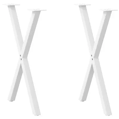 vidaXL Noge za jedilno mizo v obliki črke X, 2 kosa, bele barve, 57 x (72-73) cm, jeklo