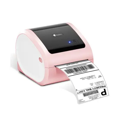 Brezžični termični tiskalnik etiket 203 DPI, Bluetooth, USB, Ethernet White+Pink