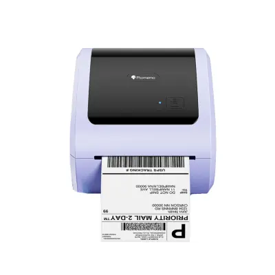 Brezžični termični tiskalnik etiket 203 DPI, Bluetooth, USB, Ethernet white + purple