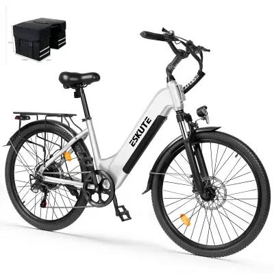 Električno mestno kolo ESKUTE C202, Step-Through 26", 48V 17,5Ah, 7 prestav, belo