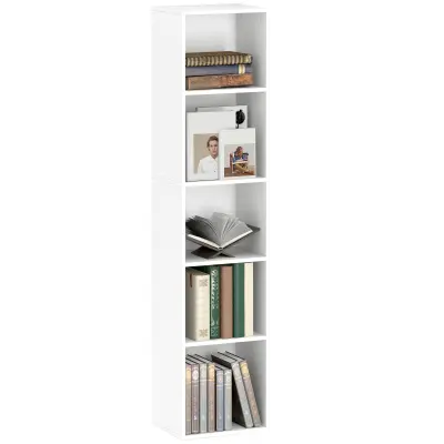 HOMCOM knjižna omara iverna plošča 30D x 24Š x 133,5V cm bela