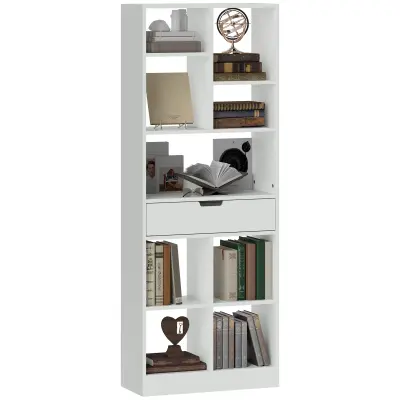 HOMCOM knjižna omara MDF, iverna plošča 60D x 26Š x 158V cm bela