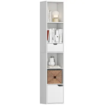 HOMCOM knjižna omara iverna plošča 30D x 24Š x 158V cm bela