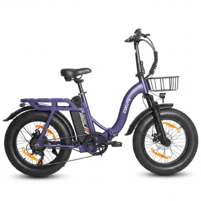 Zložljivo električno kolo ESKUTE D202, 48V 20,8Ah, dolg doseg, 20" debelo kolo, vijolično
