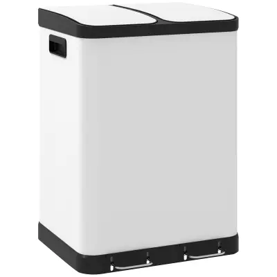 HOMCOM koš za smeti kovina, plastika 48,8D x 39,5Š x 67V cm belo