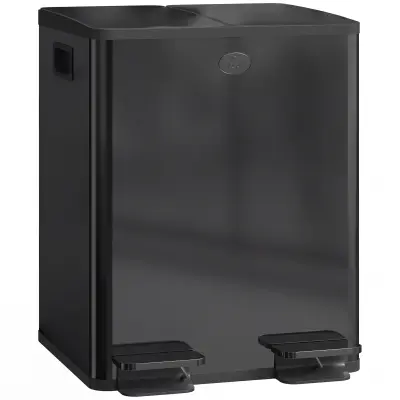 HOMCOM koš za smeti nerjaveče jeklo, plastika 45,8D x 36Š x 51,6V cm črno
