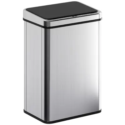 HOMCOM električni koš za smeti ABS, 430 nerjaveče jeklo 35,5D x 26Š x 55V cm srebrno