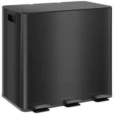 HOMCOM kuhinjski koš za smeti nerjaveče jeklo, plastika 61,9D x 36,6Š x 43,2V cm črno