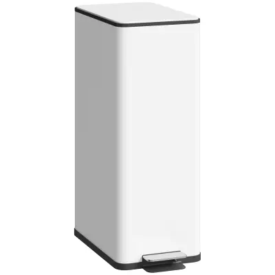 HOMCOM koš za smeti nerjaveče jeklo, plastika 21,5D x 37,2Š x 57V cm belo