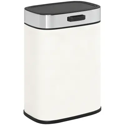 HOMCOM koš za smeti nerjaveče jeklo, plastika 21,5D x 19,5Š x 30V cm krem