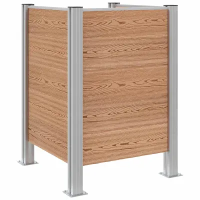 vidaXL Ograja za koš za smeti Rjava 85 x 85 x 115 cm Aluminij in WPC