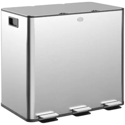 HOMCOM kuhinjski koš za smeti nerjaveče jeklo, plastika 61,9D x 36,6Š x 43,2V cm srebrno