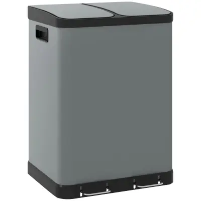 HOMCOM koš za smeti kovina, plastika 48,8D x 39,5Š x 67V cm sivo