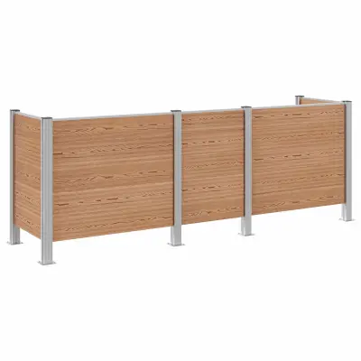 vidaXL Ograja za koš za smeti Rjava 315 x 85 x 115 cm Aluminij in WPC