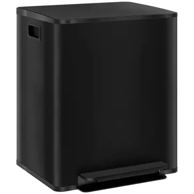 HOMCOM koš za smeti nerjaveče jeklo, plastika 47,7D x 37,5Š x 56V cm črno