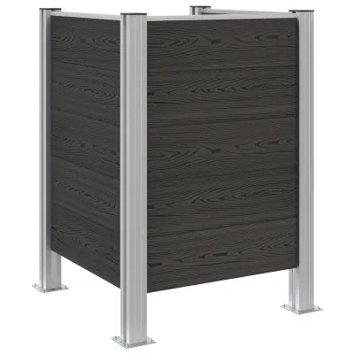 vidaXL Ograja za koš za smeti Siva 85 x 85 x 115 cm Aluminij in WPC