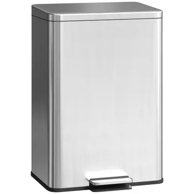 HOMCOM koš za smeti nerjaveče jeklo, plastika 34,2D x 30,6Š x 44,2V cm srebrno