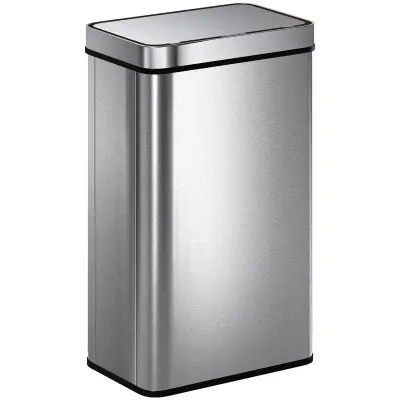 HOMCOM senzorski koš za smeti nerjaveče jeklo 39D x 27Š x 66V cm srebrno