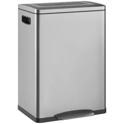 HOMCOM koš za smeti nerjaveče jeklo, plastika 40D x 34,8Š x 59V cm srebrno