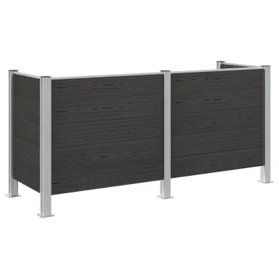 vidaXL Ograja za koš za smeti Siva 237 x 85 x 115 cm Aluminij in WPC