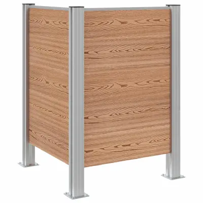 vidaXL Ograja za koš za smeti Rjava 85 x 85 x 115 cm Aluminij in WPC