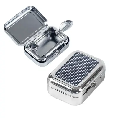 Mini prenosni pepelnik - žepna velikost, aluminijeva zlitina, vzmetni pokrov Black