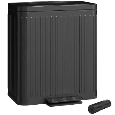 HOMCOM koš za smeti kovina, plastika 45,5D x 36,5Š x 51V cm črno