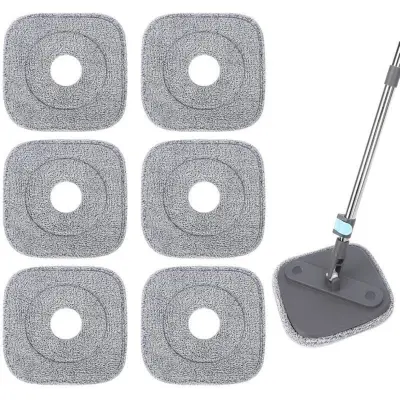 Komplet 6 kvadratnih krp za mop True & Tidy, gobaste, pralne (sive)