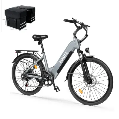 Električno mestno kolo ESKUTE C202, Step-Through 26", 48V 17,5Ah, 7 prestav, sivo