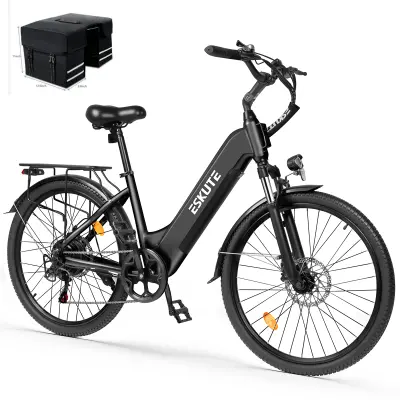 Električno mestno kolo ESKUTE C202, Step-Through 26", 48V 17,5Ah, 7 prestav, črno