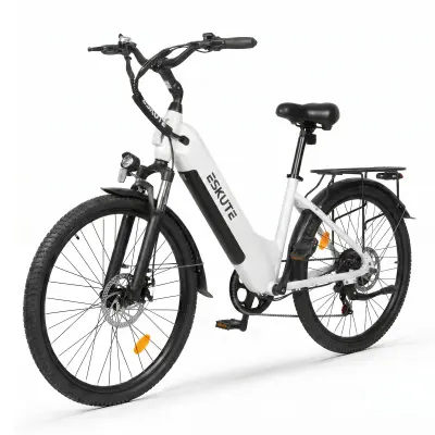 Električno mestno kolo ESKUTE C202, Step-Through 26", 48V 17,5Ah, 7 prestav, belo