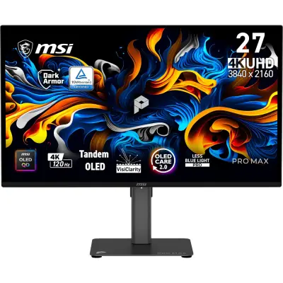 Monitor MSI PRO MAX 271UPX12G, 67,3 cm (26,5"), 3840x2160 (UHD), QD-OLED, 120Hz, 0.03 ms (GTG), 250 nits, nastavljiv po višini