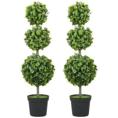 HOMCOM umetni pušpan plastika, cement 28D x 28Š x 100V cm zelen