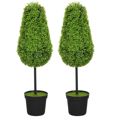 HOMCOM umetna rastlina plastika, cement Ø20 x 90V cm zelena