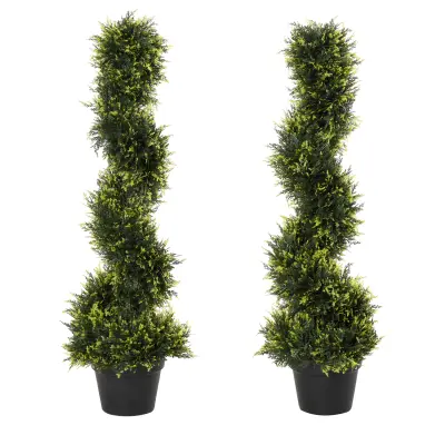 Outsunny umetna cedra plastika, cement 18D x 18Š x 90V cm zeleno