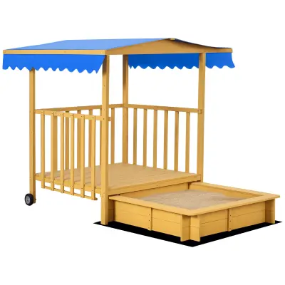 Outsunny Peskovnik s streho, 133 x 129 x 137,5 cm, lesen peskovnik z igralnico