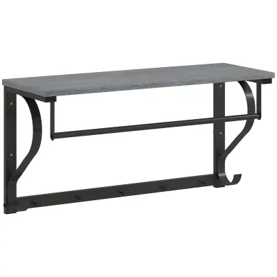 HOMCOM stenski obešalnik iverna plošča, kovina 70D x 25Š x 35,4V cm sivo