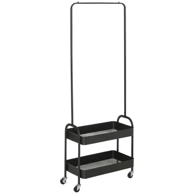 HOMCOM obešalnik za oblačila jeklo, plastika 56,5D x 31,5Š x 152,5V cm črno