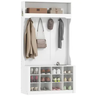 HOMCOM garderobni stojalnik MDF, iverna plošča 100D x 35Š x 172,2V cm belo