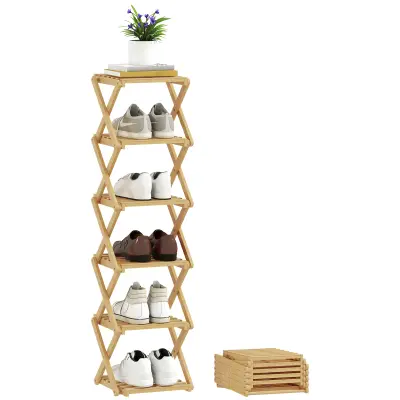 HOMCOM stojalo za čevlje bambus 30D x 29Š x 108V cm naravni les