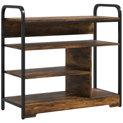 HOMCOM stojalo za čevlje iverna plošča, kovina 70D x 30Š x 65V cm rjavo