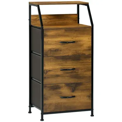 HOMCOM predalnik poliester, jeklo 44D x 29Š x 92V cm Rustikal rjav