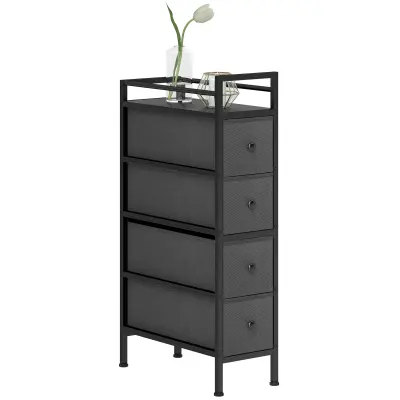 HOMCOM predalnik jeklo, iverna plošča 20D x 43Š x 81,5V cm Črn